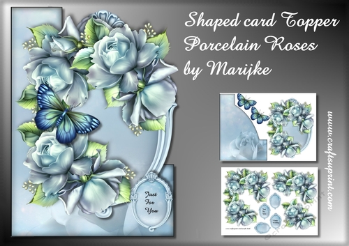 Shaped card Topper Porcelain Roses Mini Kit