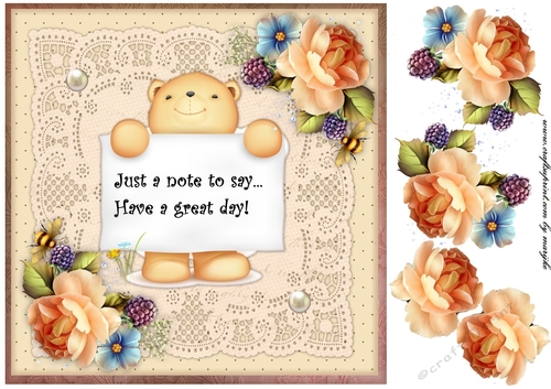Just a Note   Great day  Cute teddie