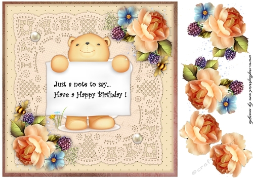 Just a Note    happy Birthday Cute teddie