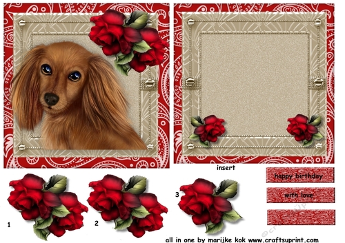 All In One Cute Dog & Red Roses