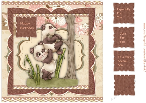 Birthday Boy Teamwork Pandas Card Topper