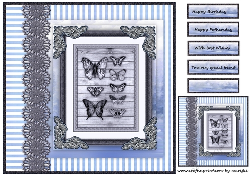 Male card Vintage Butterflies