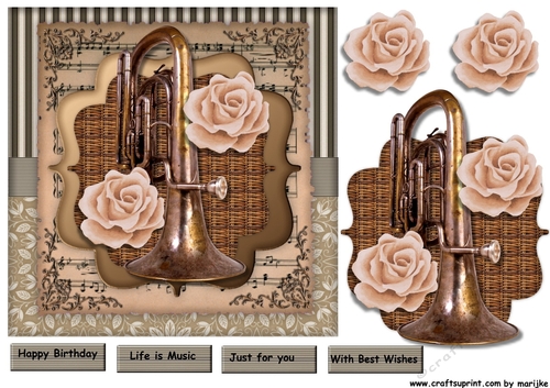 Male Card Music & Vintage Roses
