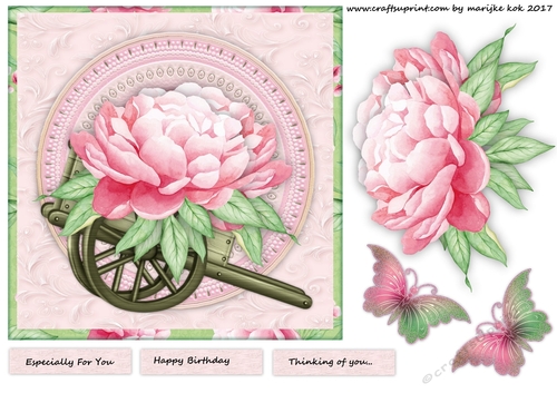 Perfect Peonies & Weelbarrow Quick Card