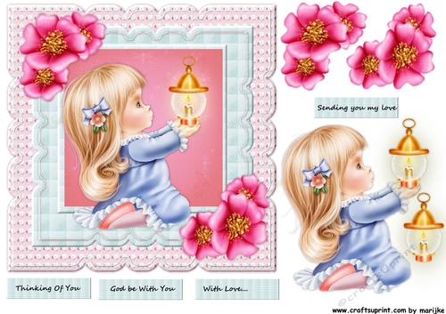 Scallop Topper Cute Girl Thinking of You...