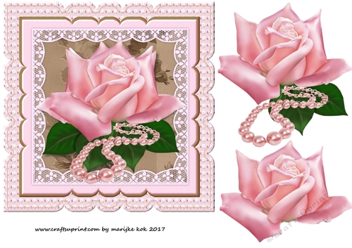 Scallop Topper Pink Roses & pearls