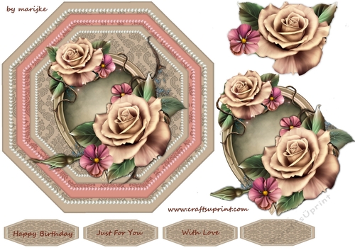 Octagon Card Beautiful Roses