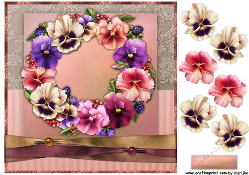 Pansies Wreath Quick Card