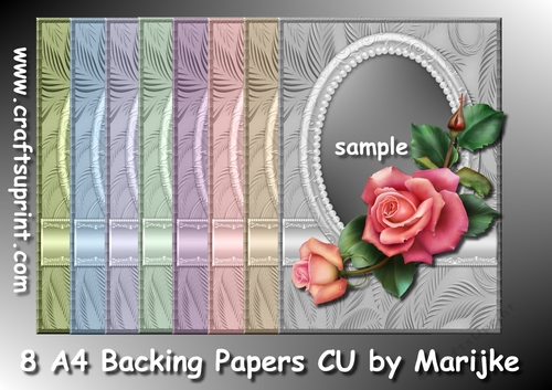 8 A4 Backing Papers CU Oval Pearl Frame