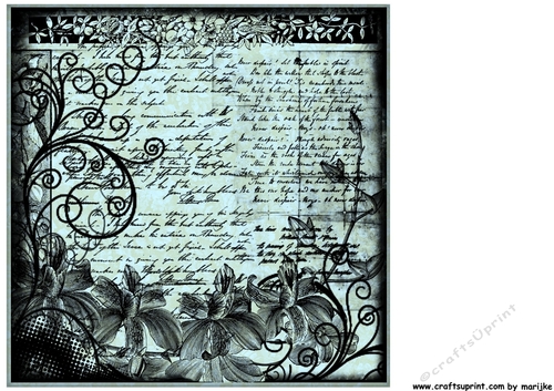 Vintage Card Topper Flowers & Swirls