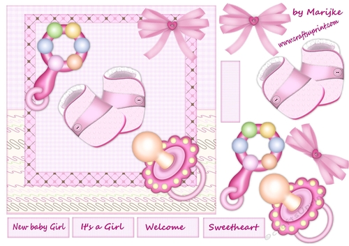 New baby Girl card Topper