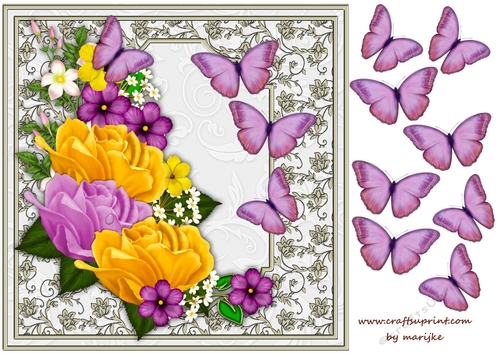 Gorgeous Flowers & Butterflies Quick card