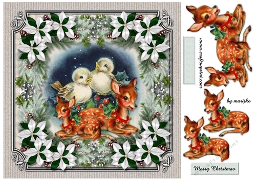 Vintage Christmas Birds & Deer Quick card