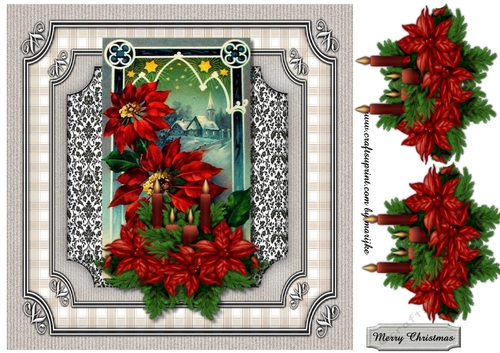 Vintage Christmas Poinsettias & Candles