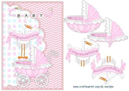 Envelop Card  congratulations new baby Girl