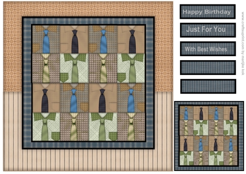 Male Card Patchwork Shirt & Tie