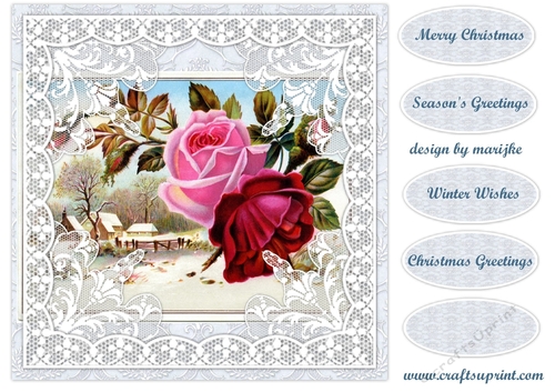 Vintage Roses In Lace Frame Topper