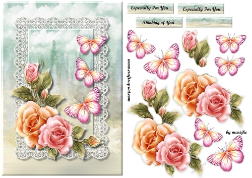 Summer Glowing Roses & Butterflies