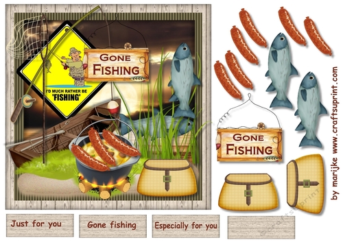 Male Card Gone Fishing 