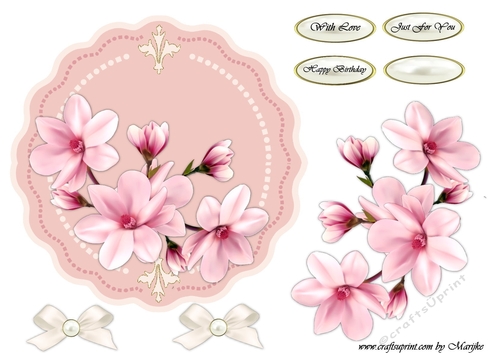 Round Topper Beautiful Magnolias