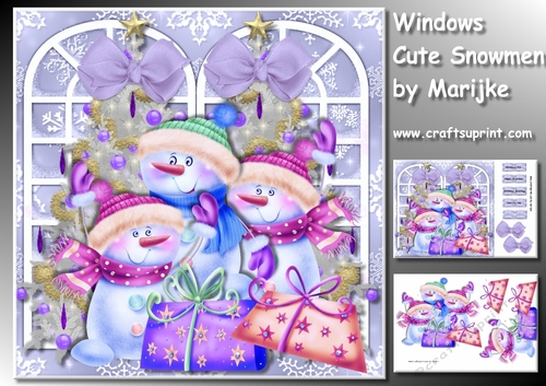 Christmas Windows Cute Snowmen