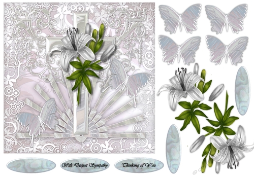 Sympathy Pearl Cross & Lilies