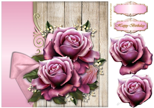  Pink Roses Topper