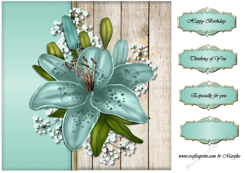 Teal Lilies Topper
