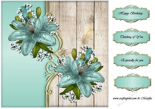 Teal Lilies Topper 2