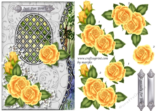Lattice card yellow Roses