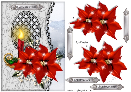 Lattice card Christmas Poinsettias