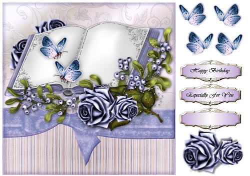 Vintage Book Roses & Butterflies