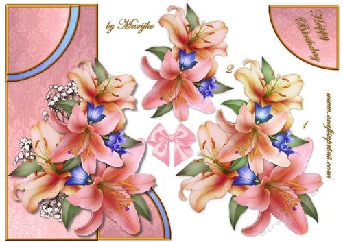 Shaped card Over The Edge Lilies