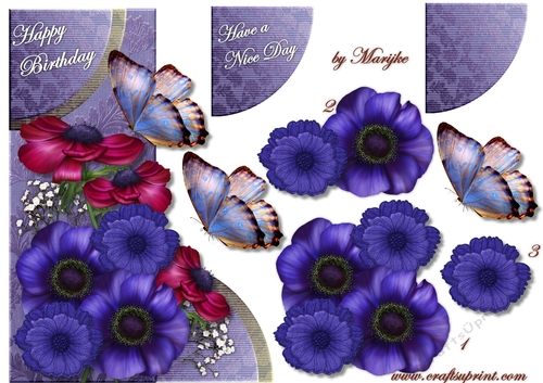 Shaped card Over The Edge Anemones