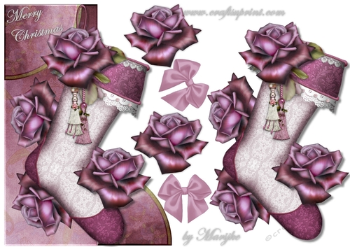 Shaped card Over The Edge Christmas Stocking