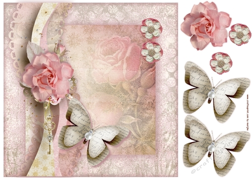 Vintage roses and Butterfly