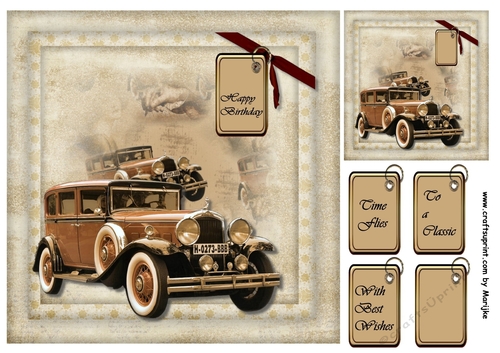 Male card Vintage Car