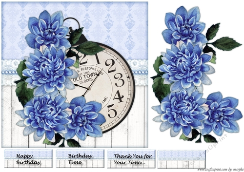 Vintage Clock & Dahlias