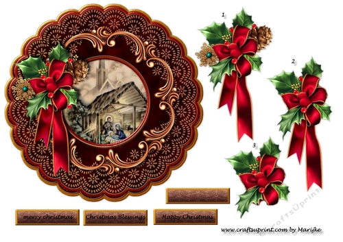 Vintage Christmas Church Round Topper  2