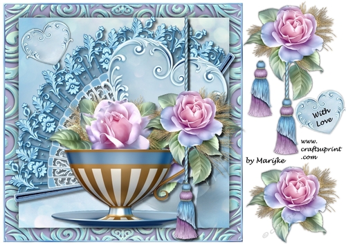 Teacup &  Frozen  Roses Quick Card 
