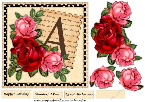 Vintage Roses With letter A