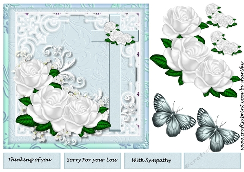 White roses In lace Frame Sympathy