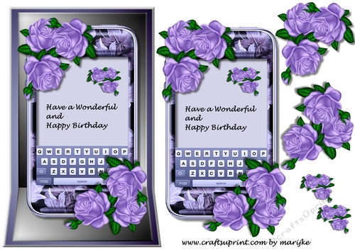 Smartphone  in Holder & Purple Roses