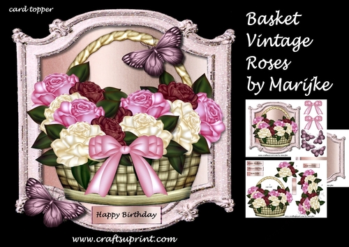 Basket Vintage Roses Mini Kit