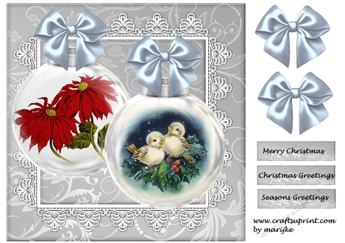 Card Topper Lace   Christmas baubles & bows