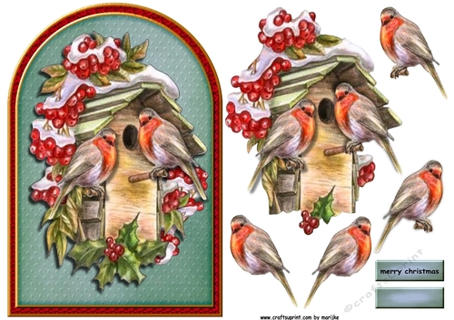 Arch card Christmas Robins