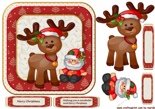 Reindeer & Snowman  Round Topper