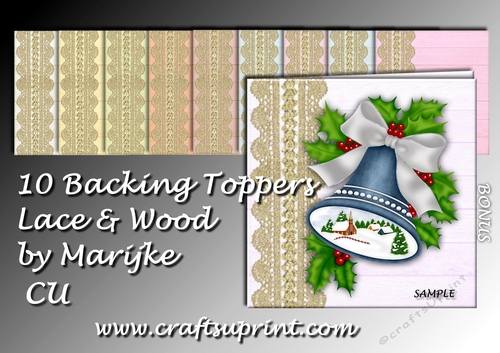 10 Backing papers Lace & Wood Kit +  Bonus Christmas Card