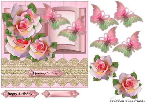 Roses Book & Butterflies