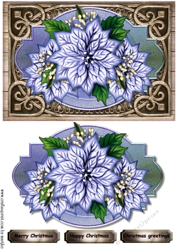Christmas Shield  Blue Poinsettias